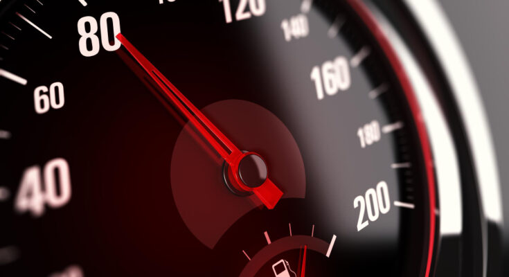 3d Illustration Speedometer With Needle Pointing Number 80