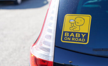 Baby Board Warning Sign Text Rear Windows Car Street