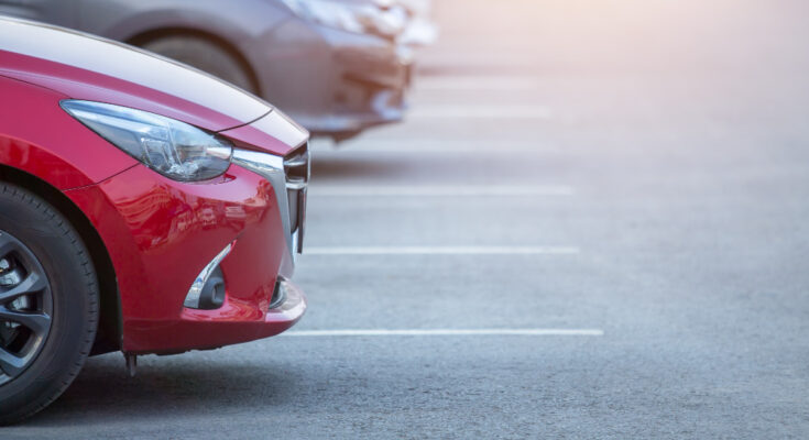 Cars Parked Parking Lot Close Up Cars Sale Stock Lot Row Car Dealer Inventory