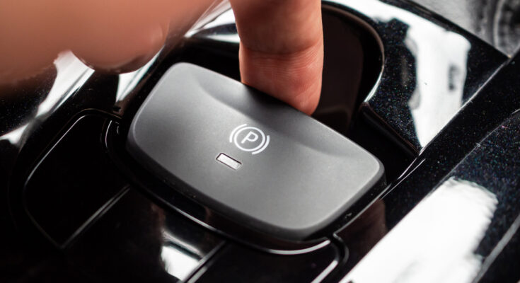 Hand Push Electronic Handbrake Button Luxury Modern Car