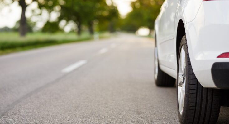 White Car Standing On The Road